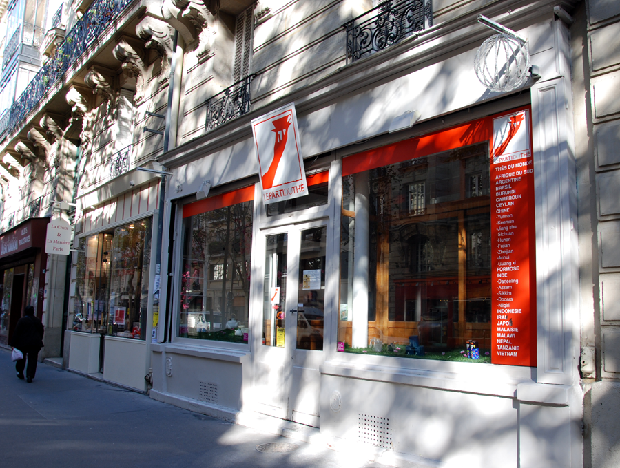 Façade de la boutique Parti du thé, rue Faidherbe à Paris, dans le 11e
