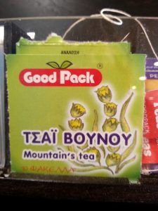 Sachet de Mountain tea distribué dans les hôtels